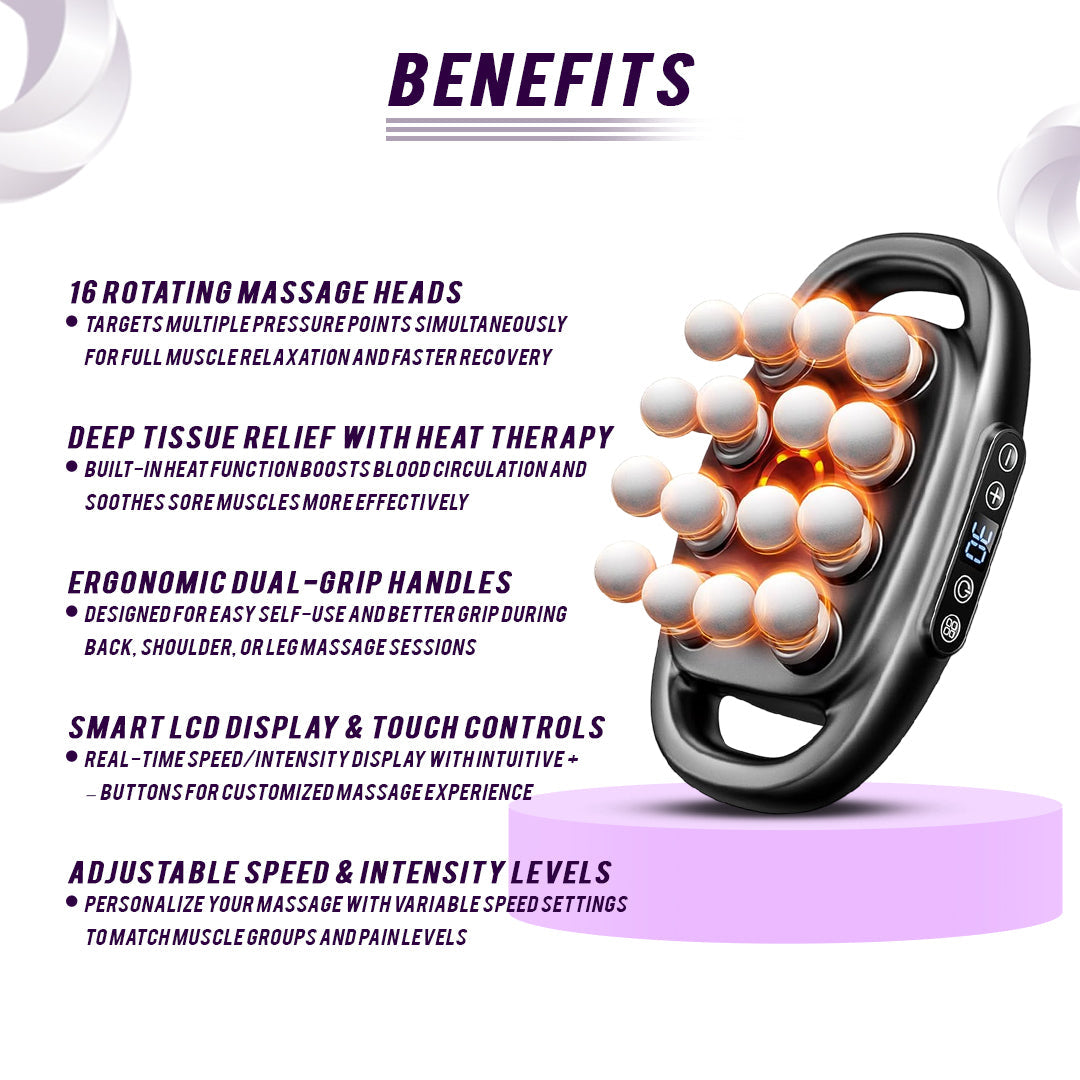 16 Head Muscle Massage Gun Deep Tissue Percussion Recovery Device