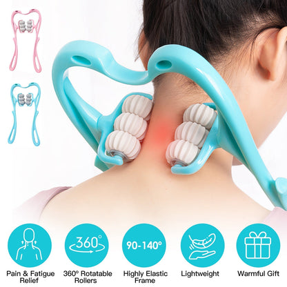 360 Rotatable Neck Roller Massager Portable Trigger Point Pain Relief