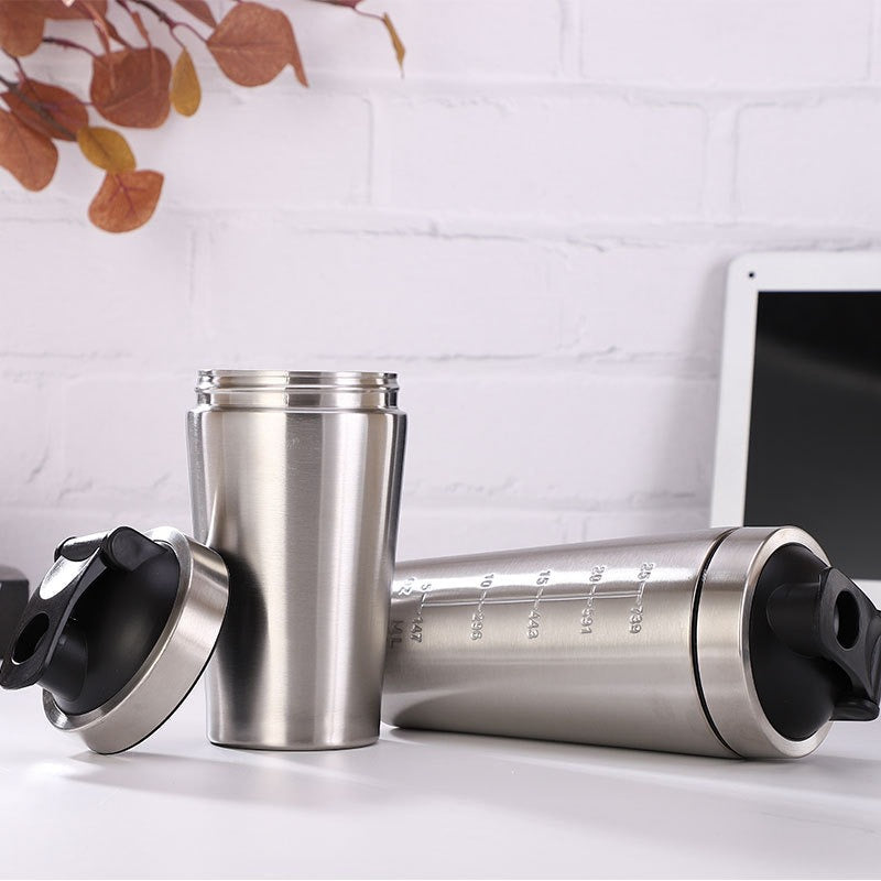 304 Stainless Steel Protein Shaker Bottle with Lid and Ball