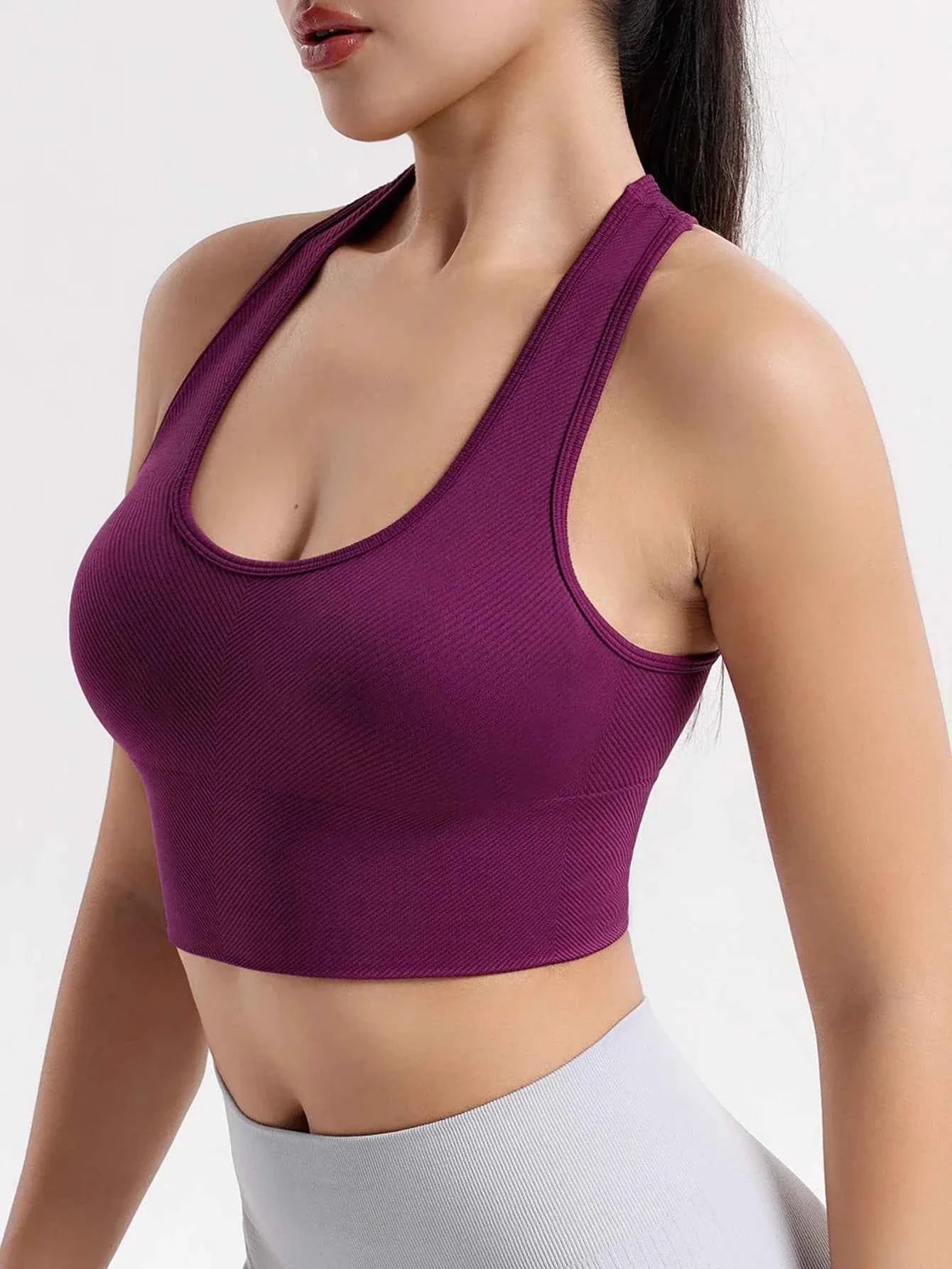 Seamless Ribbed Racerback Sports Bra