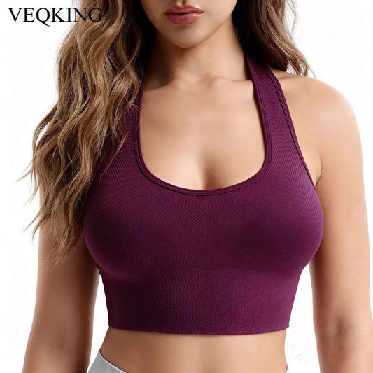 Seamless Ribbed Racerback Sports Bra