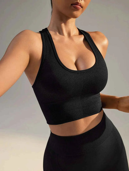 Seamless Ribbed Racerback Sports Bra