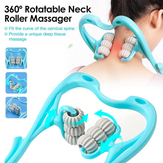 360 Rotatable Neck Roller Massager Portable Trigger Point Pain Relief